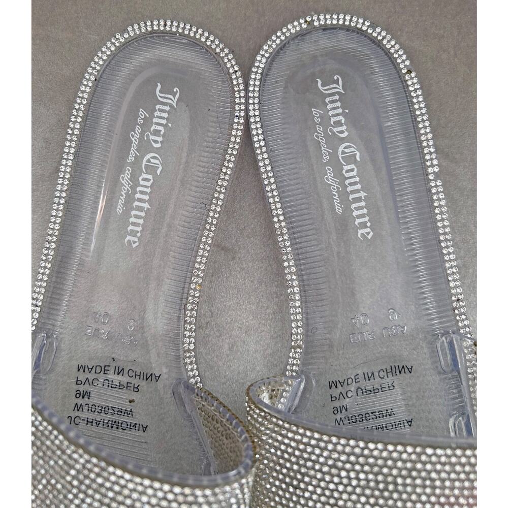 NEW! Juicy Couture Harmonia Clear Jelly Sandals Slides w/ Rhinestones, Size 9 - Picture 4 of 5
